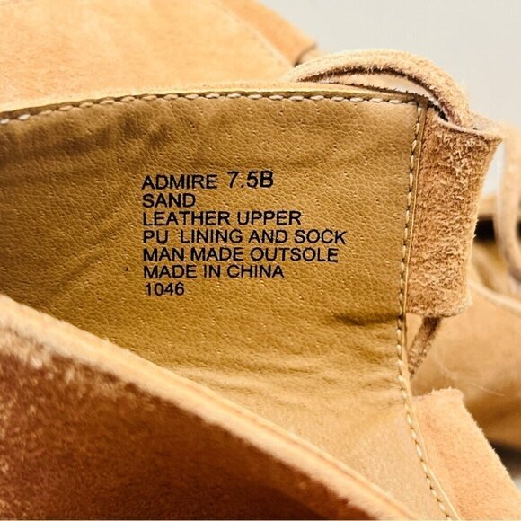 NWT Steve Madden Admire Sandals Sand Tan Leather Suede Lace Up Heel Sz 7.5B Flaw - Picture 13 of 16
